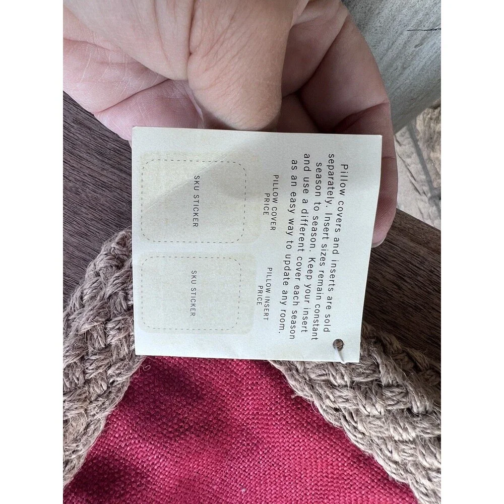 Pottery Barn 20x20 Red Linen Zipper Pillow Cover w Jute Trim